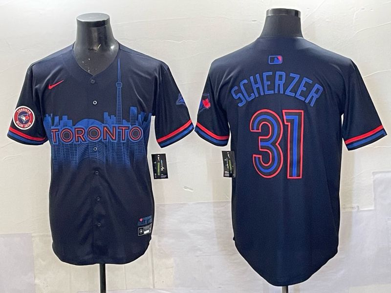 Men 2025 Toronto Blue Jays #31 Scherzer Black Joint Name Nike MLB Jersey 07->toronto blue jays->MLB Jersey